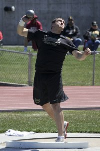 Andrey Levkiv throws the shot put for the University of Idaho Vandals this spring.