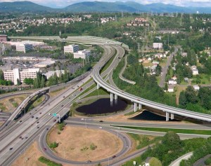 An artist's rendering of the completed state Route 167 - Interstate 405 interchange project.