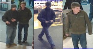 The Renton Police Department is looking for two suspects in the armed robbery of the Safeway in the Highlands on March 22. This photo was taken from a video-surveillance camera.