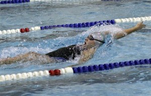 Liberty's Mackenna Briggs swims against Hazen earlier this season.