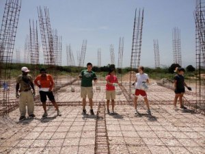 Seattle Pacific University students work at the school site in Haiti in 2011