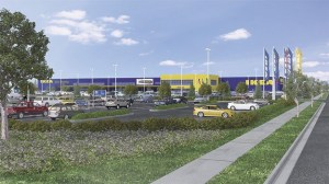 An artist's rendering of the proposed new IKEA store.
