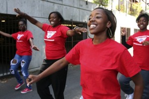 Members of the Super Steppers rehearse their drills before the Renton River Days parade. The Renton drill team is one of several entrants into this year's parade Saturday. From the left are Monique Duncan