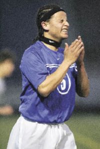 Hazen’s Raymundo Pelayo winces after missing a shot on goal in the first half of Hazen’s 1-1 tie with Mount Rainier Friday at Highline Stadium.
