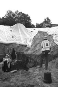 Workers drilled a pilot hole this week for a four-inch pipe just south of City Hall on Main Avenue that will monitor any ground movement when a 51-inch culvert is replaced in June under Interstate 405.
