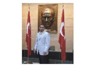 Omar Vazquez stands at the Turkish Embassy