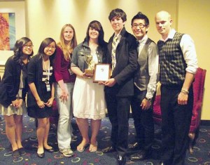 Staff members of the awarding-winning ARROW newsmagazine at Renton High School are