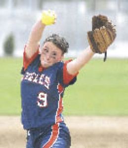Lindbergh pitcher Casey Routos winds up in her team’s game against Port Angeles.