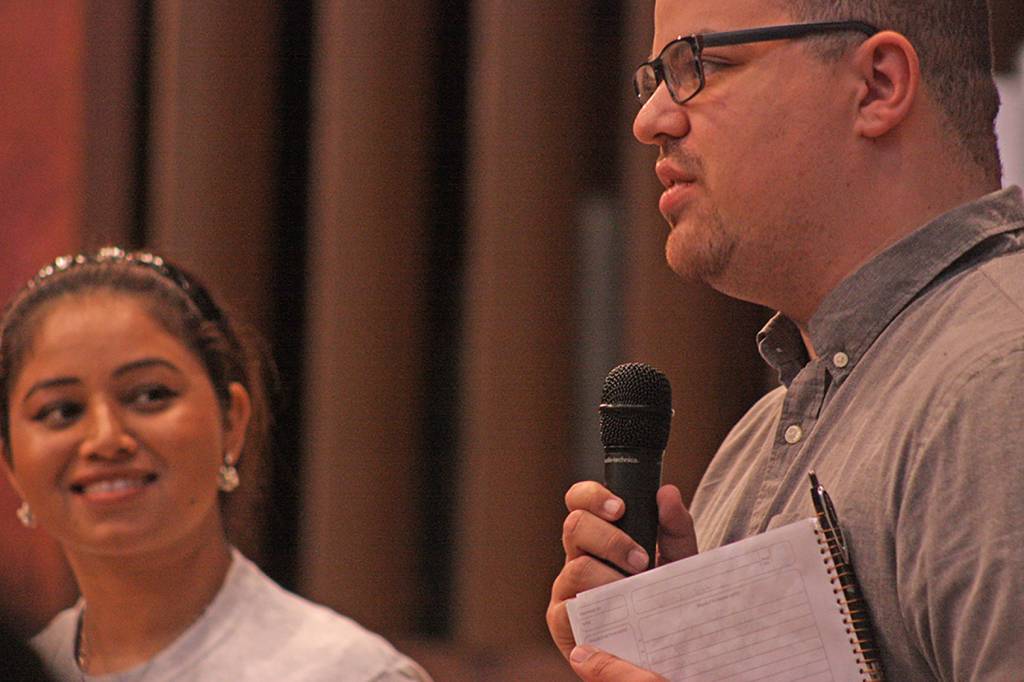 Rally organizers Bailey Stober and Satwinder Kaur address the crowd. MARK KLAAS, Reporter