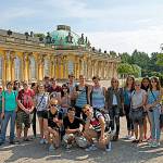 Hazen students and German teacher Gail Ellis pose in front of Sanssouci Palace during the 2013 trip. Courtesy photo