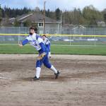 Senior Kiley Seevers releases the ball midway through the game Thursday.