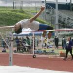 Sophomore Jarod Roberson tied for second place in the high jump with a height of 5&rsquo;8.