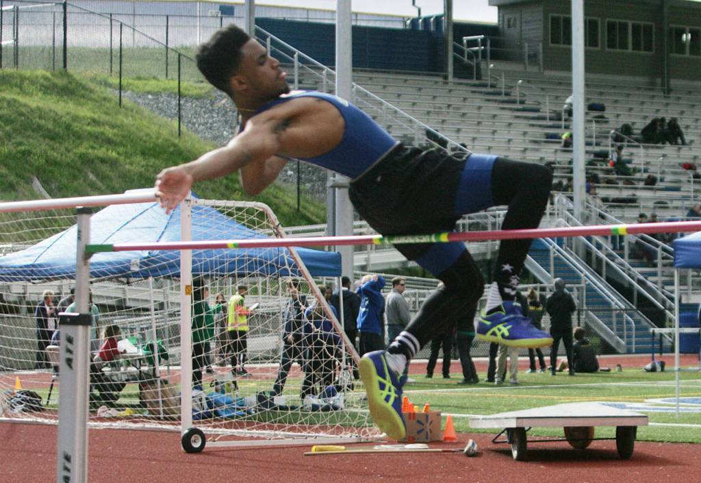 Senior Cameron Roberson tied for second in the high jump at 5&rsquo;8.