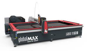 The GlobalMAX 1530, a machine from OMAX&rsquo;s newest abrasive waterjet line, will be on display at EMO 2017. COURTESY PHOTO