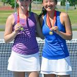 Sophia Kissin, left, and Misa Takami pose with their medals. Courtesy photo Brian Takami