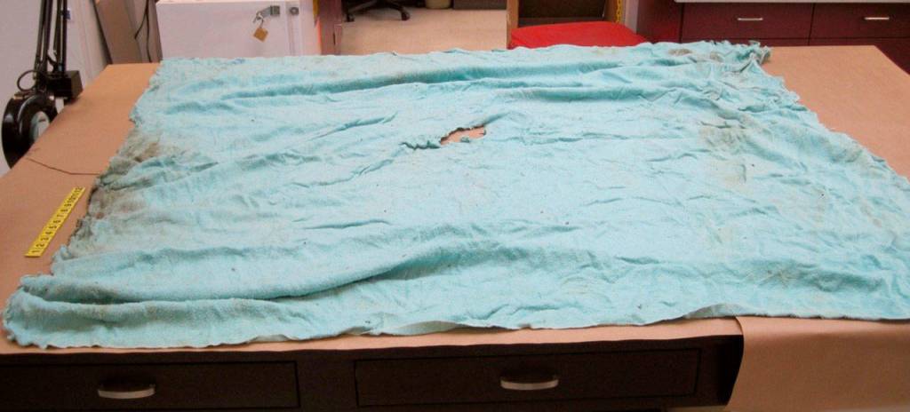 Jay Cooks body was wrapped in this blanket, investigators say, and they hope someone will recognize it. It did not belong to Cook or his girlfriend, Tanya Van Cuylenborg, and their families do not recognize it. (Snohomish County Sheriffs Office)