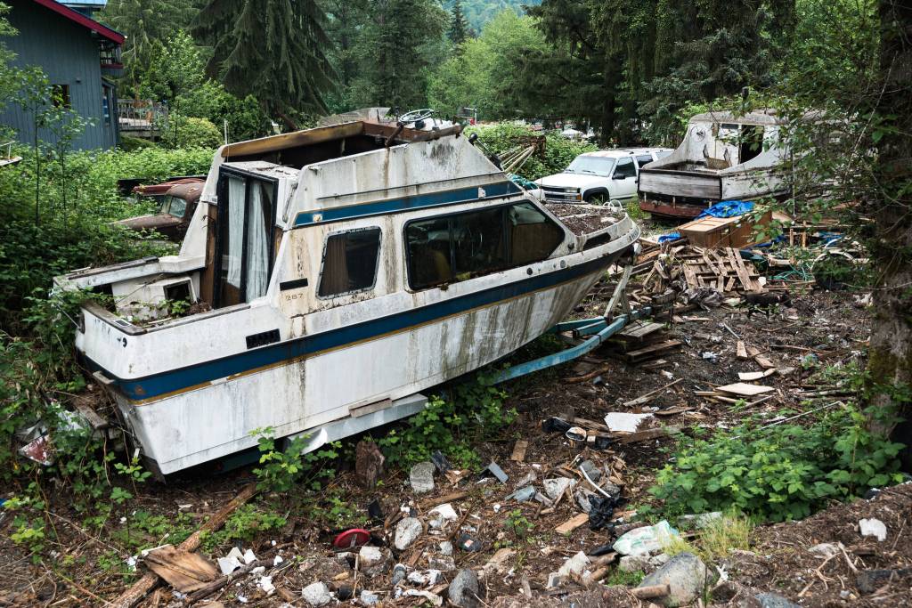One of many grounded boats on the premises. Photo by Caean Couto