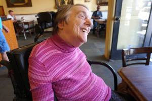 Dianne Laurine, a Commissioner for the Seattle Commission for People with Disabilities says that she needs plastic straws to drink liquids, and that she easily bites through ones made out of paper. Photo by Melissa Hellmann