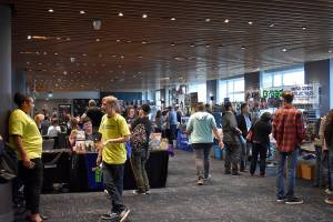 The Rainer Room on the 19th floor of Hotel Interurban features more artists and gaming companies.