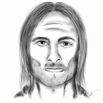 Original sketch of suspect from King County Sheriffs Office. Suspect is now identified as Kevin J. Perkins.