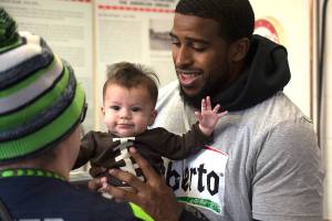 Seahawk meats the fans