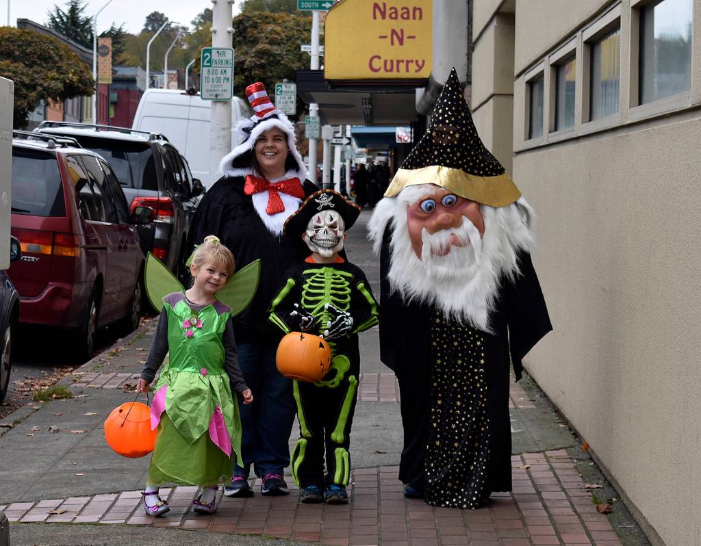Brad, Jennifer, Ian and Bailey Detrick take to the streets in their Halloween best.