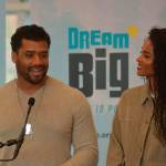 Russell Wilson and Ciara spoke Friday at the Tukwila Library to Foster students and other attendees as their Why Not You Foundation joined forces with the King County Library System and JPMorgan Chase to launch the DREAM BIG: Anything is Possible campaign. Photo by Kayse Angel