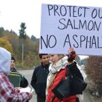 File photo by Kayse Angel                                Protesters gathered Nov. 4, 2018 to protest the proposed asphalt plant on Maple Valley Highway at the site of the proposed plant.