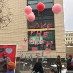 No New Youth Jail Coalitions Valentines Day press conference outside of the King County Youth Services Center. Photo by Melissa Hellmann