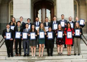 Courtesy of Cal Poly.                                Jacob Winter, second from the left in the back row on the steps of the California state Capitol in Sacramento.