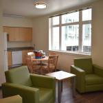 Photo by Haley Ausbun                                The affordable housing apartments at June Leonard Place include full appliances, solid surface countertops, large windows and wood cabinets, and each apartment includes a welcome package of different home supplies and toiletries tenants might need.