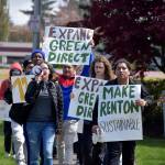Photo By Haley Ausbun. About 20 Hazen High School students walked out of classes Friday, April 26, and marched to Renton City Hall to ask for sustainability and the fight against climate change locally.