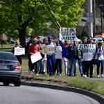 Photo By Haley Ausbun. About 20 Hazen High School students walked out of classes Friday, April 26, and marched to Renton City Hall to ask for sustainability and the fight against climate change locally.