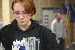 Hazen junior Emily Blundred, team captain and project manager for the Hazen robotics team, was a finalist for the National Robotics Deans List. Blundred was able to attend the championship this year in Houston, Texas. Courtesy photo Emily Blundred