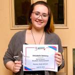Elizabeth Selberg holding her award she received from the 17th Annual 5th Avenue Theatre Awards.                                Photo courtesy of Emma Austin.