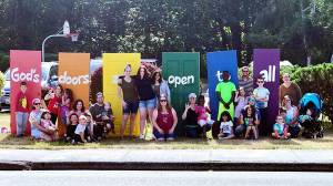 Photo courtesy of United Christian Church in Renton, groups came together to fix the damage Monday, only to have another attack on the doors two days later.