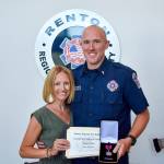 Photo courtesy of Renton Regional Fire Authority. Lt. Marcus Rismiller with his wife, Brelin Rismiller.