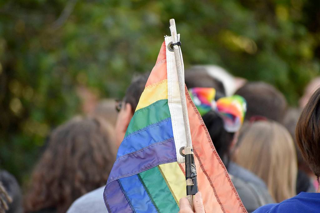 Photo by Haley Ausbun                                The United Christian Church in Renton held a prayer vigil Friday, June 21 in response to damage done to their pride display.