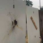 Photo courtesy of Bailey Laronde, from the Wednesday, June 19 explosion damage to two of the signs.