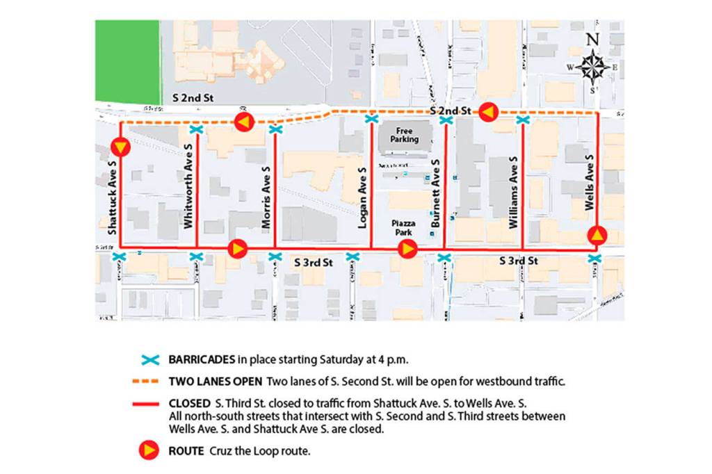 Cruz the Loop traffic impact map, 2019. Courtesy city of Renton.