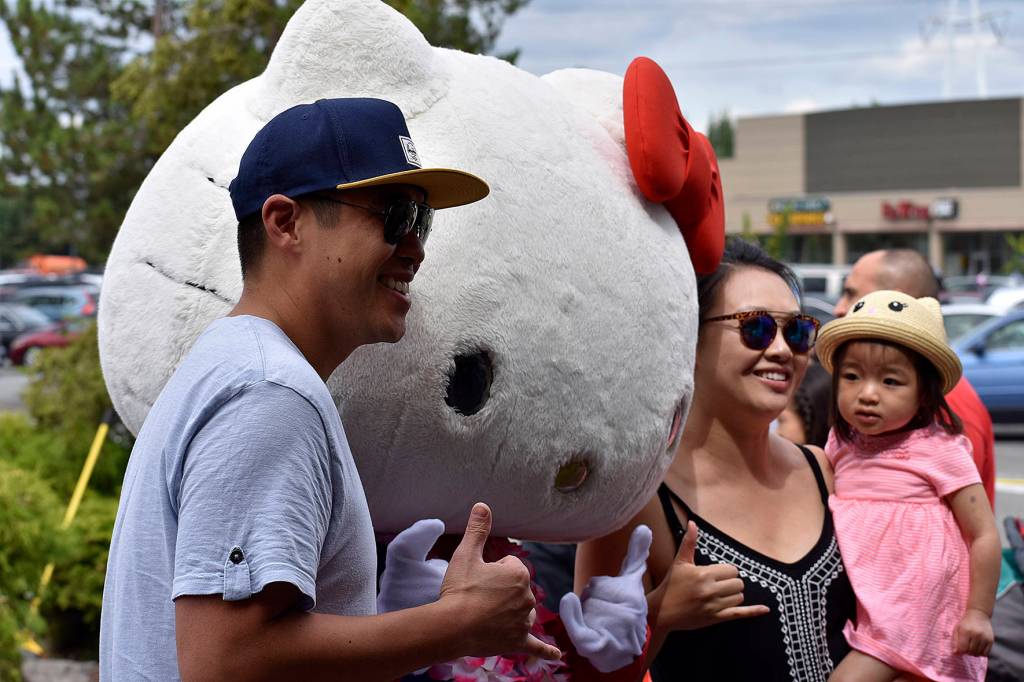 Kids and families were able to grab pictures with Hello Kitty at several meet and greets throughout the Uwajimaya Renton Polynesian Festival, Saturday and Sunday, Aug. 17-18. Photo by Haley Ausbun.