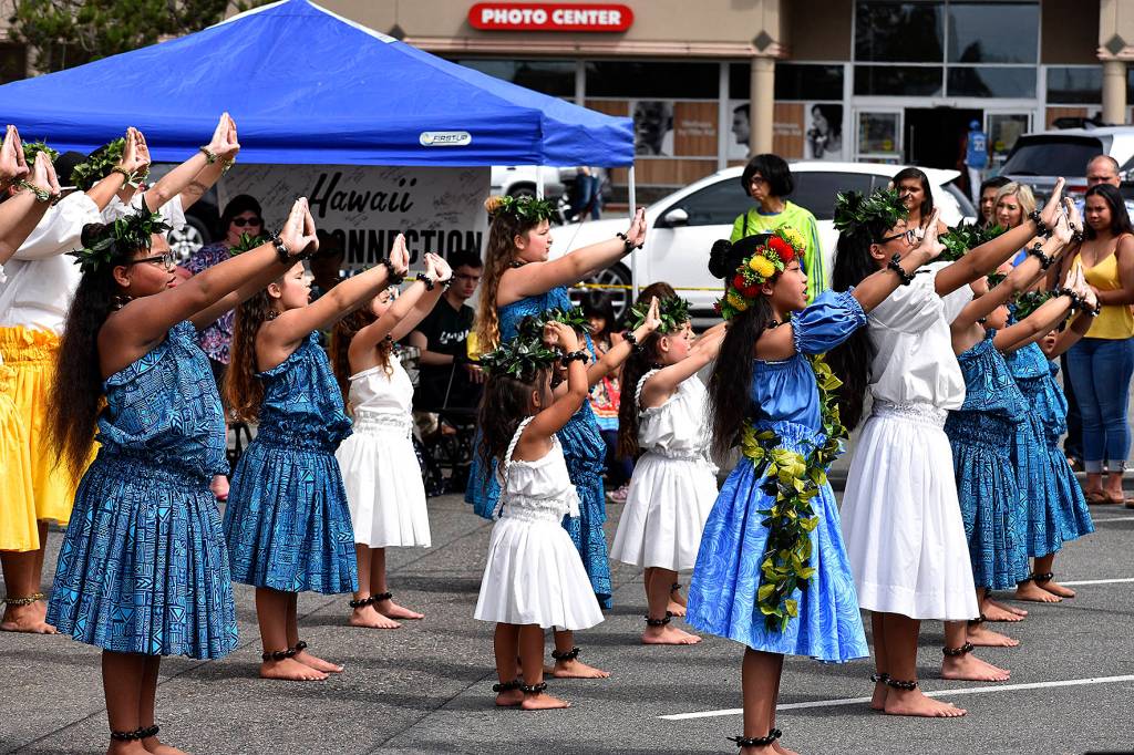 Halau Hula Ka Lei Mokihana I Ka Ua Noe perform at the 10th annual Uwajimaya Renton Polynesian Festival, Saturday Aug. 17. Photo by Haley Ausbun.