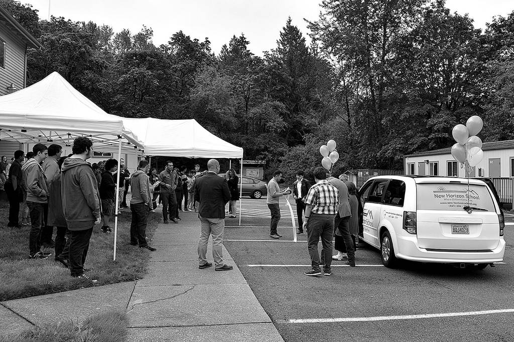 Photo by Haley Ausbun. The Sept. 10 ribbon cutting for the New Horizon School van, gifted by King County Councilmember Reagan Dunn through the retired van program.