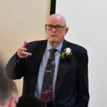 Photo by Haley Ausbun. Garth Smiths final sermon at Springbrook Church of Christ, Sunday, Oct. 13. At 90, he has been devoted to his faith, as well as his marriage, for over 70 years.