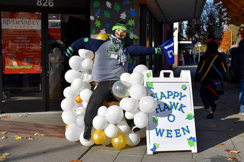 Photo by Haley Ausbun. River Valley Cheeses contribution to the downtown scarecrow contest. Voting for the scarecrows went through Halloween, Oct. 31 at the Renton Municipal Arts Commission Facebook page.