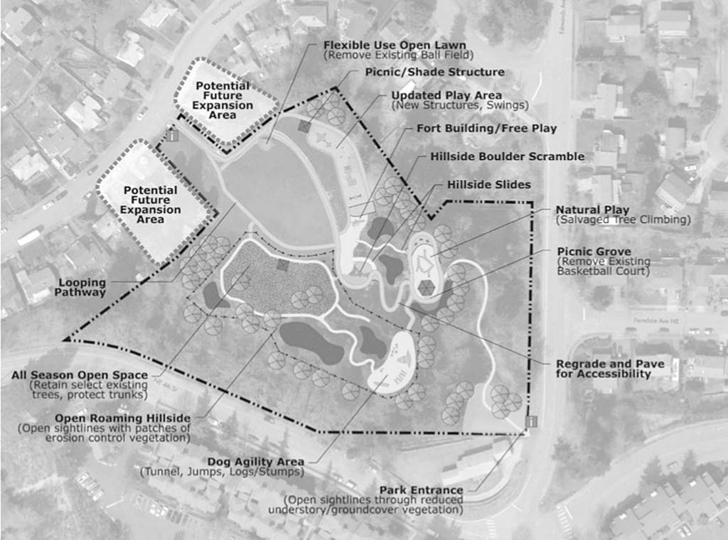 Courtesy of the City of Renton. The Windsor Hills park plan.