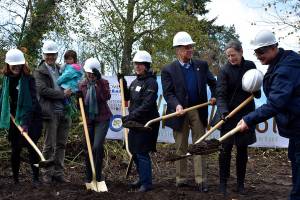 Photo by Haley Ausbun                                Leaders in the Willowcrest town home project, including Homestead Community Land Trust Executive Director Kathleen Hosfeld, Renton Mayor Denis Law, and Renton Housing Authority Mark Gropper.