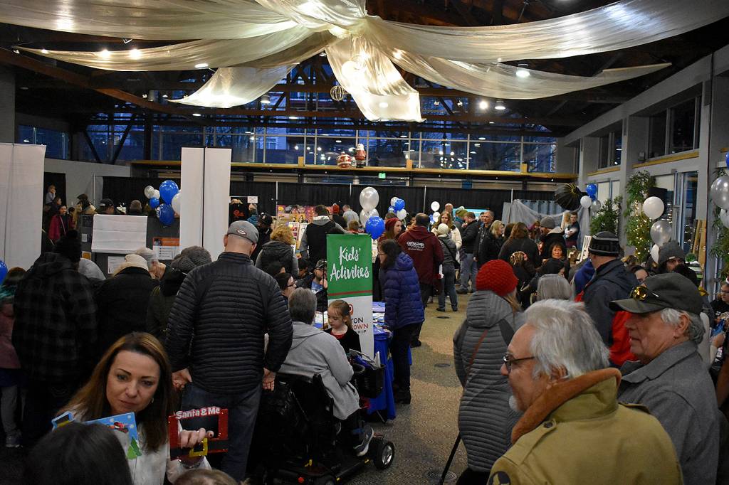 Photo by Haley Ausbun. A crowded pop-up market at the downtown tree lighting. Saturday, Nov. 30 at the Renton Pavilion Events Center.