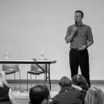 Photo courtesy Brennan Bunn. King County Councilmember Dave Upthegrove speaking at the Transit Town Hall, Dec. 4, at Renton Senior Activity Center.