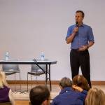 Photo courtesy Brennan Bunn. King County Councilmember Dave Upthegrove speaking at the Transit Town Hall, Dec. 4, at Renton Senior Activity Center.